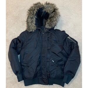Denim & Supply Ralph Lauren Down Snorkel Flight Jacket Black Faux Fur L (Fits M)